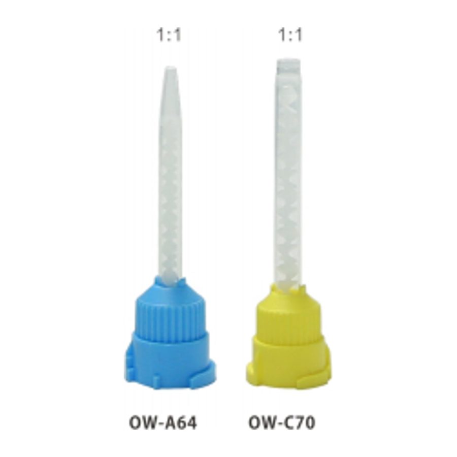 Static mixing tube Static mixing tube cusp-blue-64mm 1:1 flat-yellow-70mm 1:1